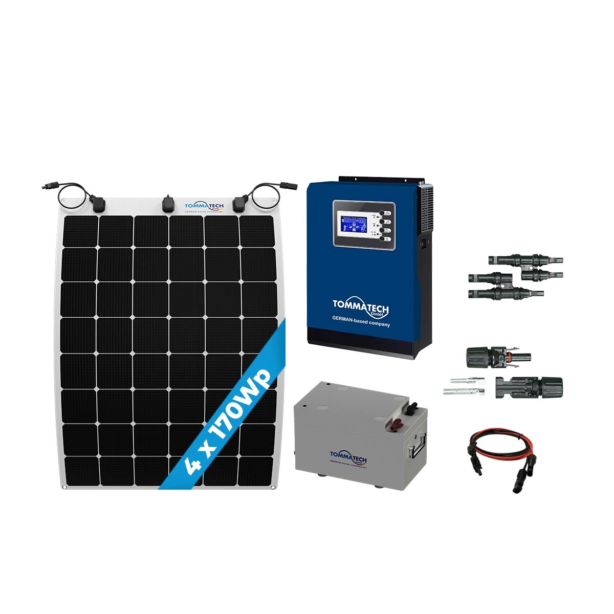 4 Panel(170Wp) 3KWE Off-Grid(24V) Esnek Solar Paket